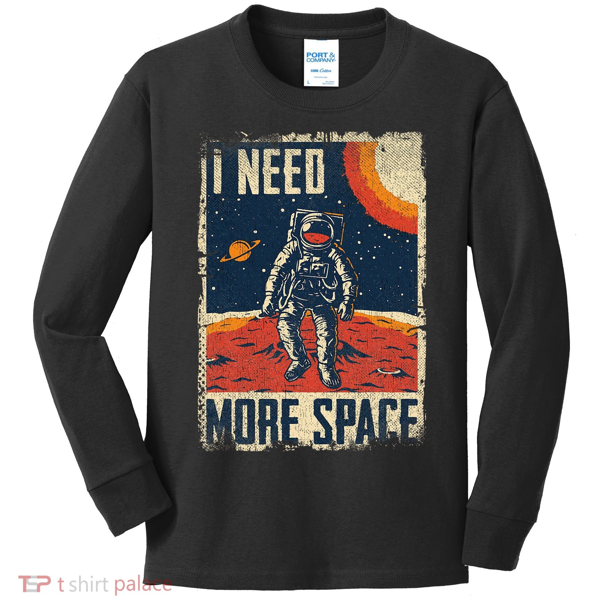 Space Man Astronaut Retro I Need More Space Kids Long Sleeve Shirt