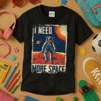Space Man Astronaut Retro I Need More Space Kids T-Shirt thumb 3