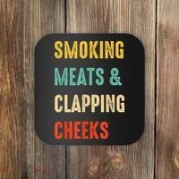 Smoking Meats And Clapping Cheeks Funny BBQ Meat Smoking Coaster thumb 0