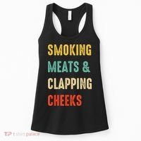 Smoking Meats And Clapping Cheeks Funny BBQ Meat Smoking Women's Tank Top thumb 0