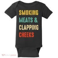 Smoking Meats And Clapping Cheeks Funny BBQ Meat Smoking Baby Bodysuit thumb 0