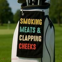 Smoking Meats And Clapping Cheeks Funny BBQ Meat Smoking Golf Towel thumb 2