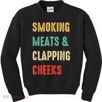 Smoking Meats And Clapping Cheeks Funny BBQ Meat Smoking Kids Sweatshirt thumb 0