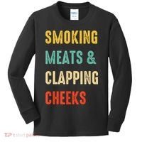 Smoking Meats And Clapping Cheeks Funny BBQ Meat Smoking Kids Long Sleeve Shirt thumb 0