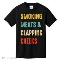 Smoking Meats And Clapping Cheeks Funny BBQ Meat Smoking Kids T-Shirt thumb 0