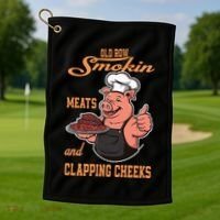 Smoking Meats And Clapping Cheeks Golf Towel thumb 1