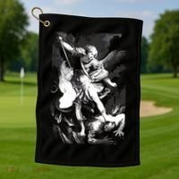 Saint Michael Archangel Angel Catholic Patron Gift Golf Towel thumb 1
