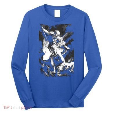 Saint Michael Archangel Angel Catholic Patron Gift Long Sleeve Shirt