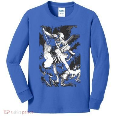 Saint Michael Archangel Angel Catholic Patron Gift Kids Long Sleeve Shirt