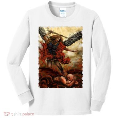 Saint Michael ArchAngel Painting Kids Long Sleeve Shirt