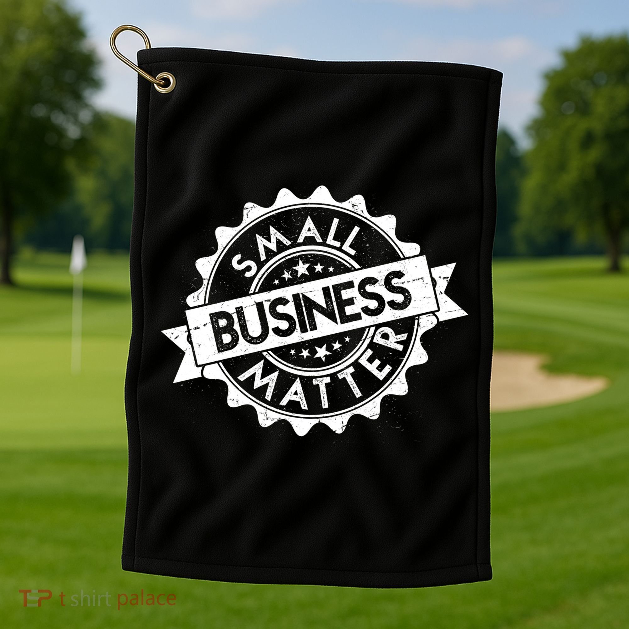 Small Business Matter Stamp Emblem Golf Towel