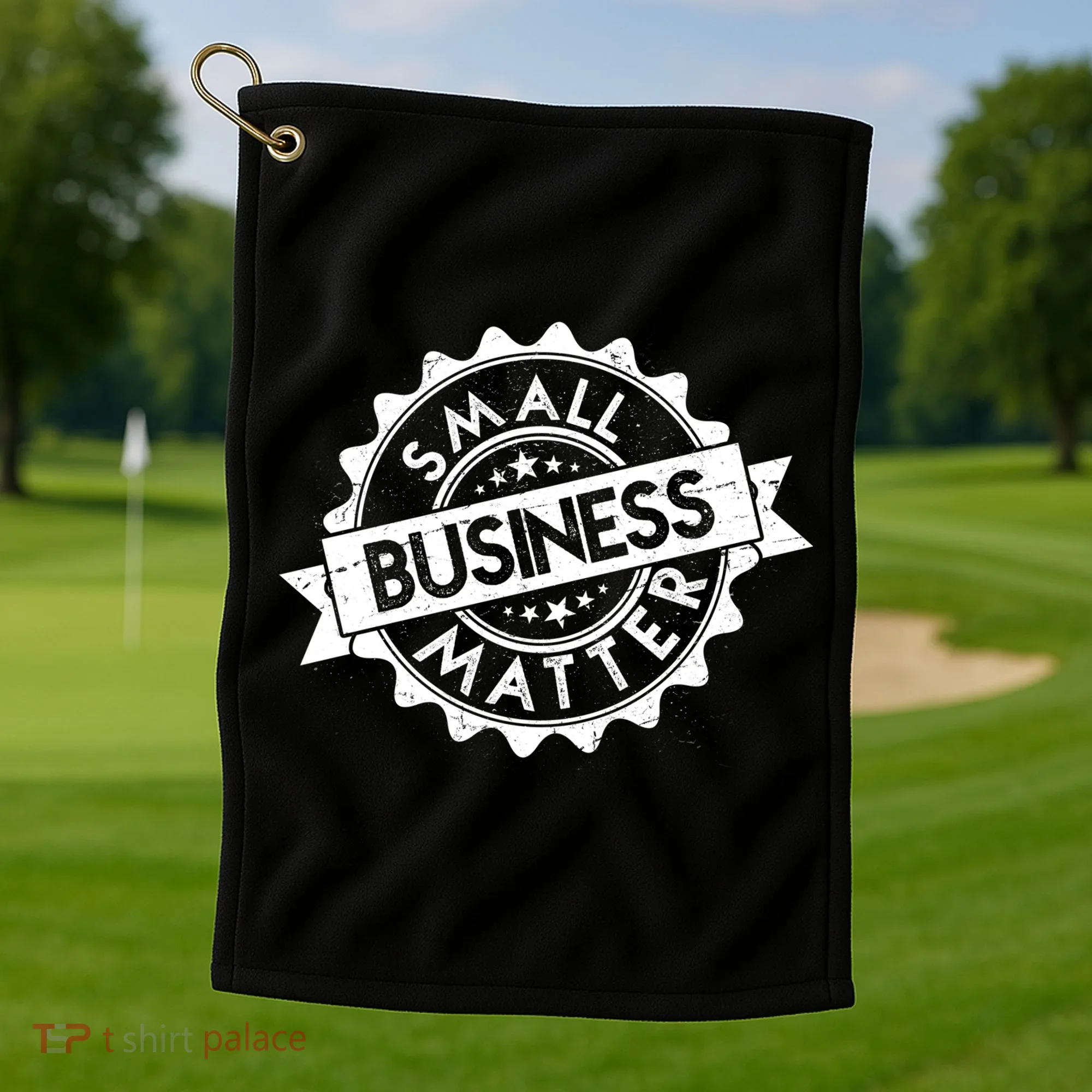 Small Business Matter Stamp Emblem Golf Towel