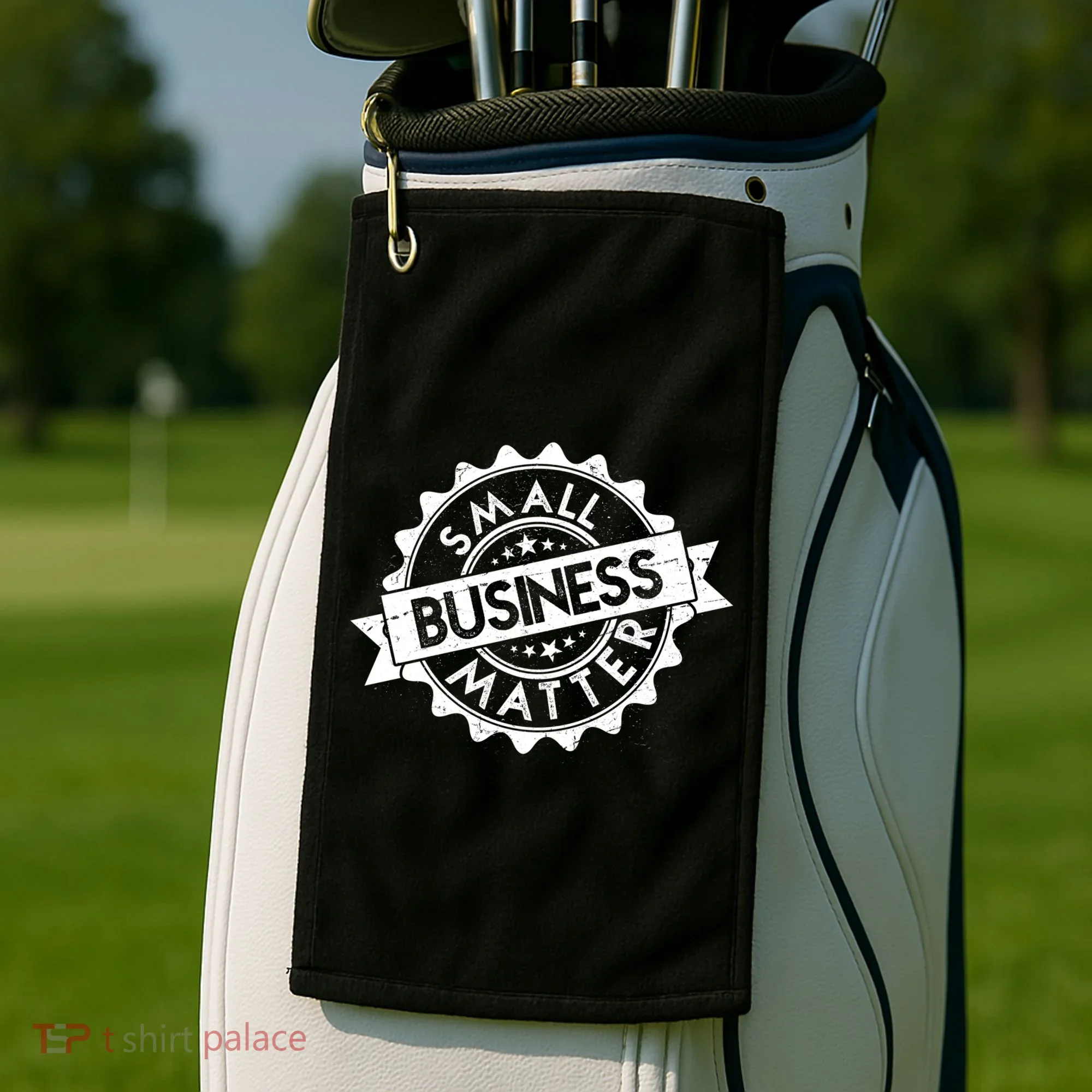 Small Business Matter Stamp Emblem Golf Towel