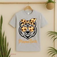 Sunflower Mama Bear With Sunglasses Bandana Momma Mothers Dy  T-Shirt thumb 2