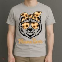 Sunflower Mama Bear With Sunglasses Bandana Momma Mothers Dy  T-Shirt thumb 3