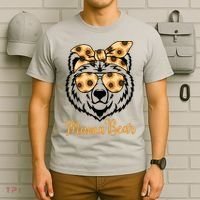 Sunflower Mama Bear With Sunglasses Bandana Momma Mothers Dy  T-Shirt thumb 6