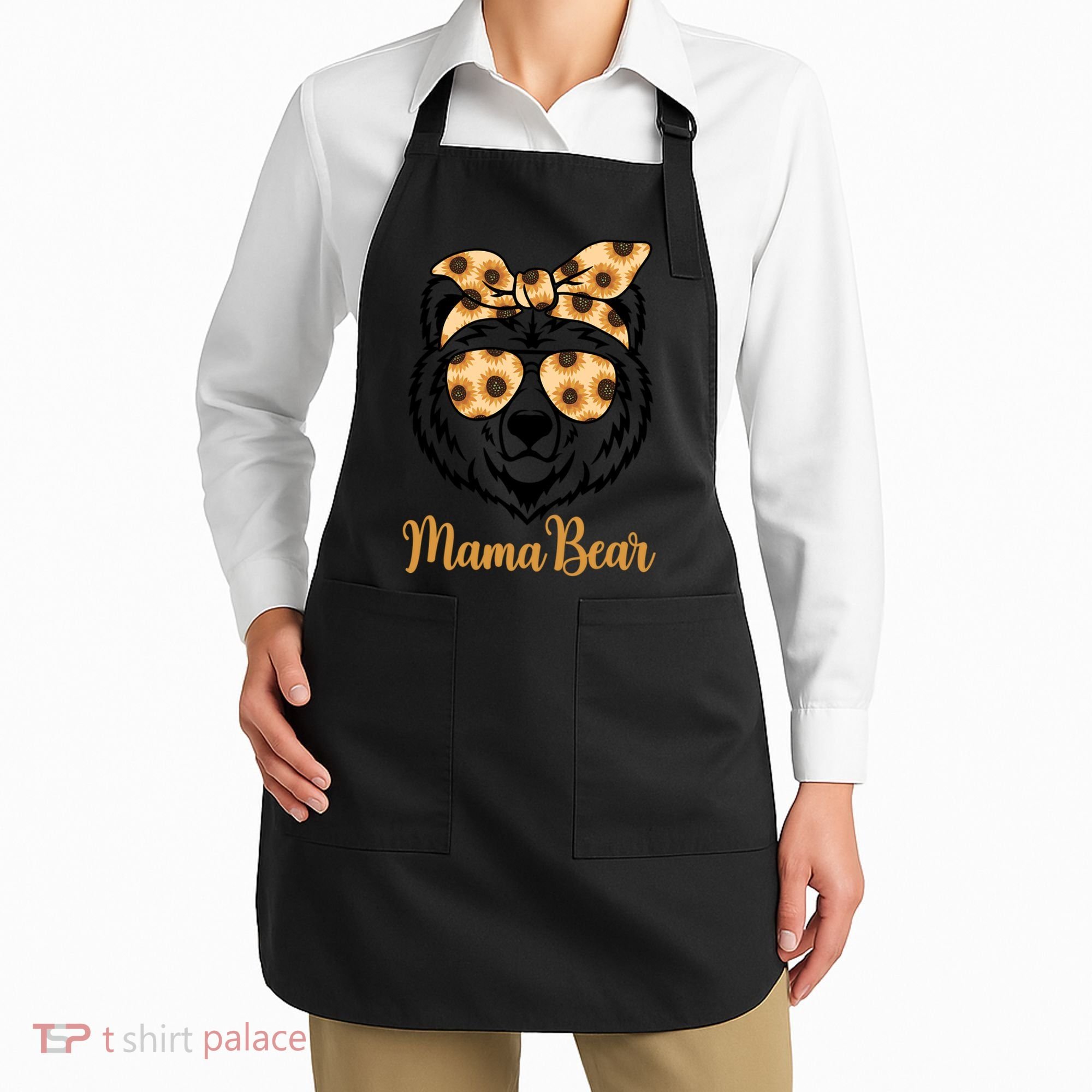Sunflower Mama Bear With Sunglasses Bandana Momma Mothers Dy  Apron