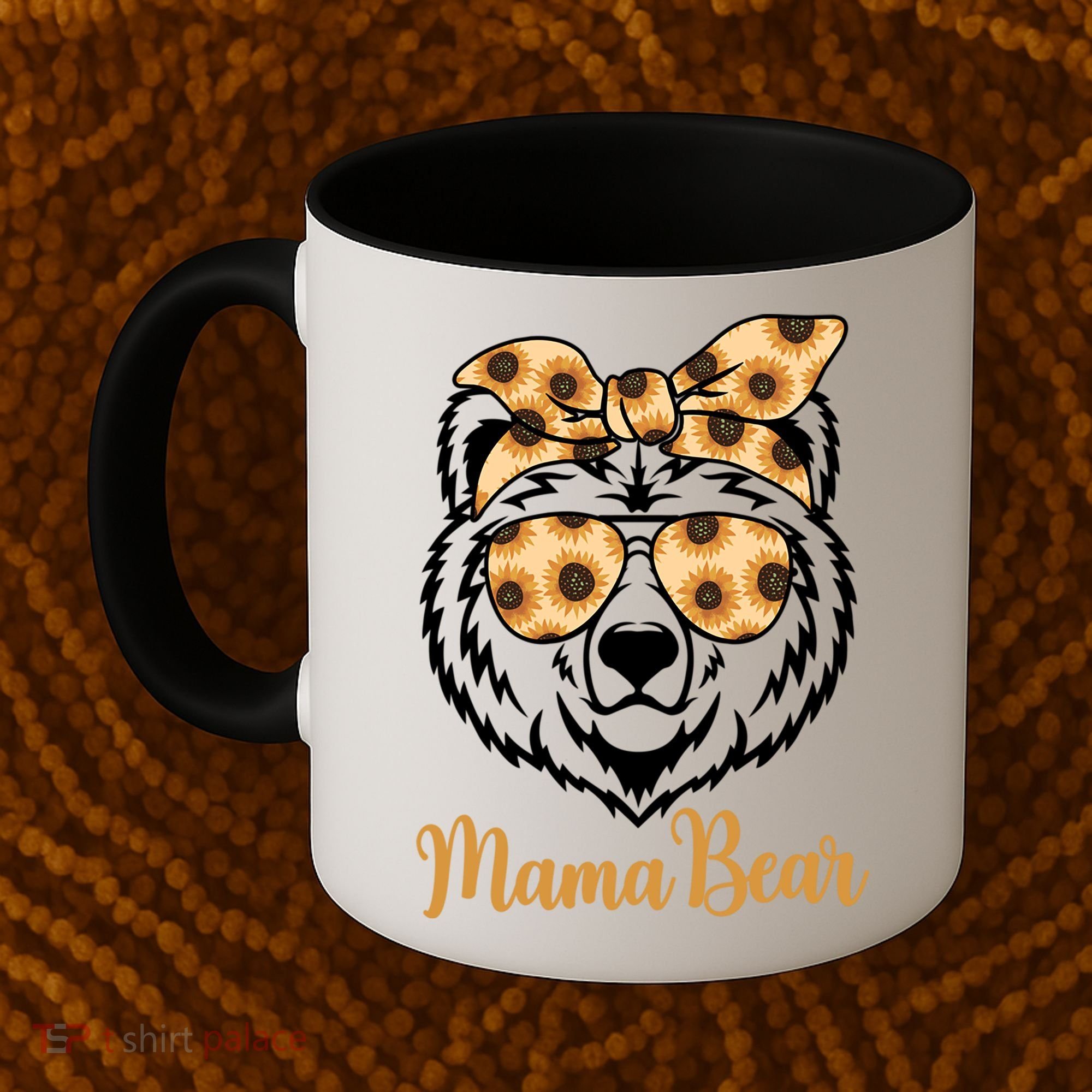 Sunflower Mama Bear With Sunglasses Bandana Momma Mothers Dy  Coffee Mug