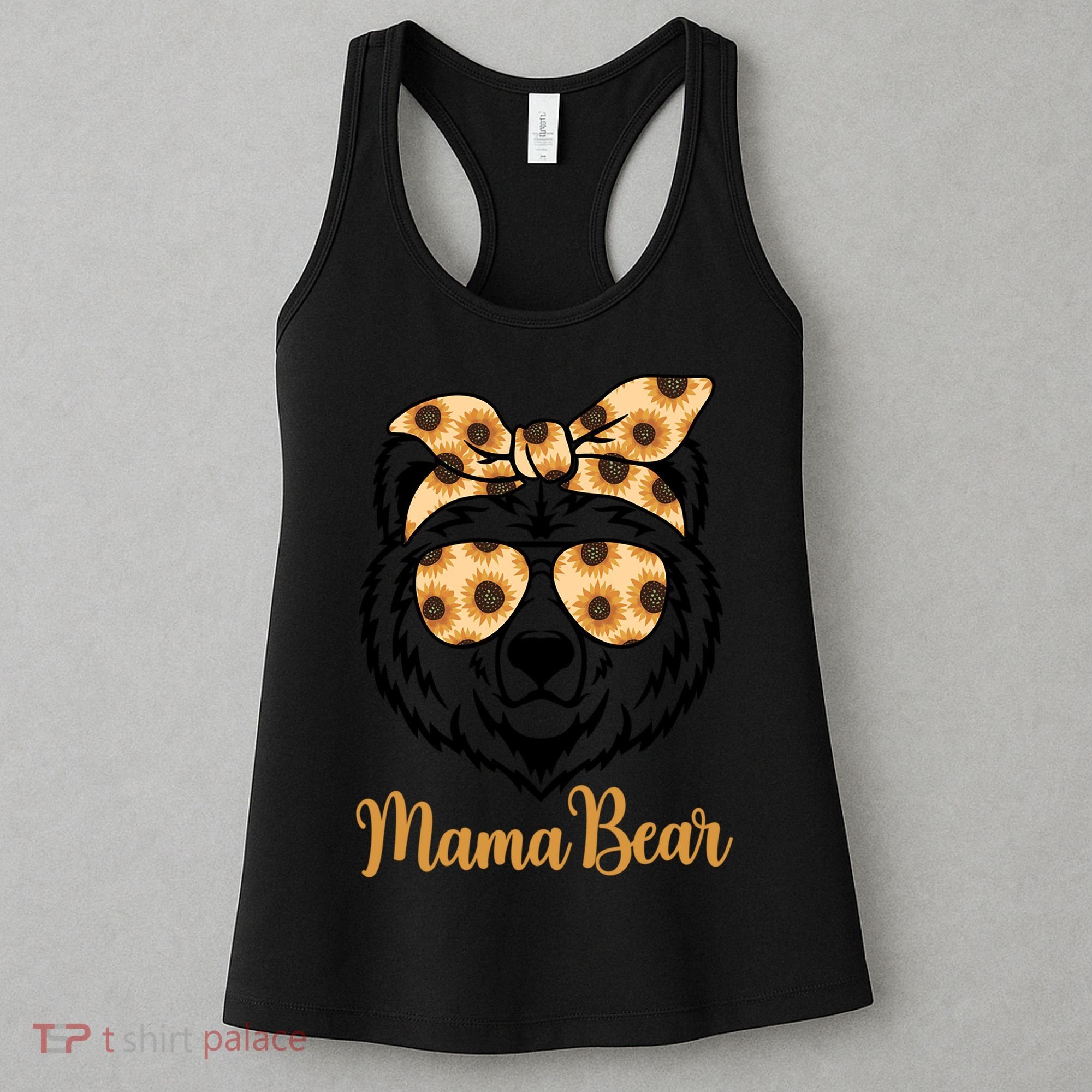 Sunflower Mama Bear With Sunglasses Bandana Momma Mothers Dy  Women's Tank Top