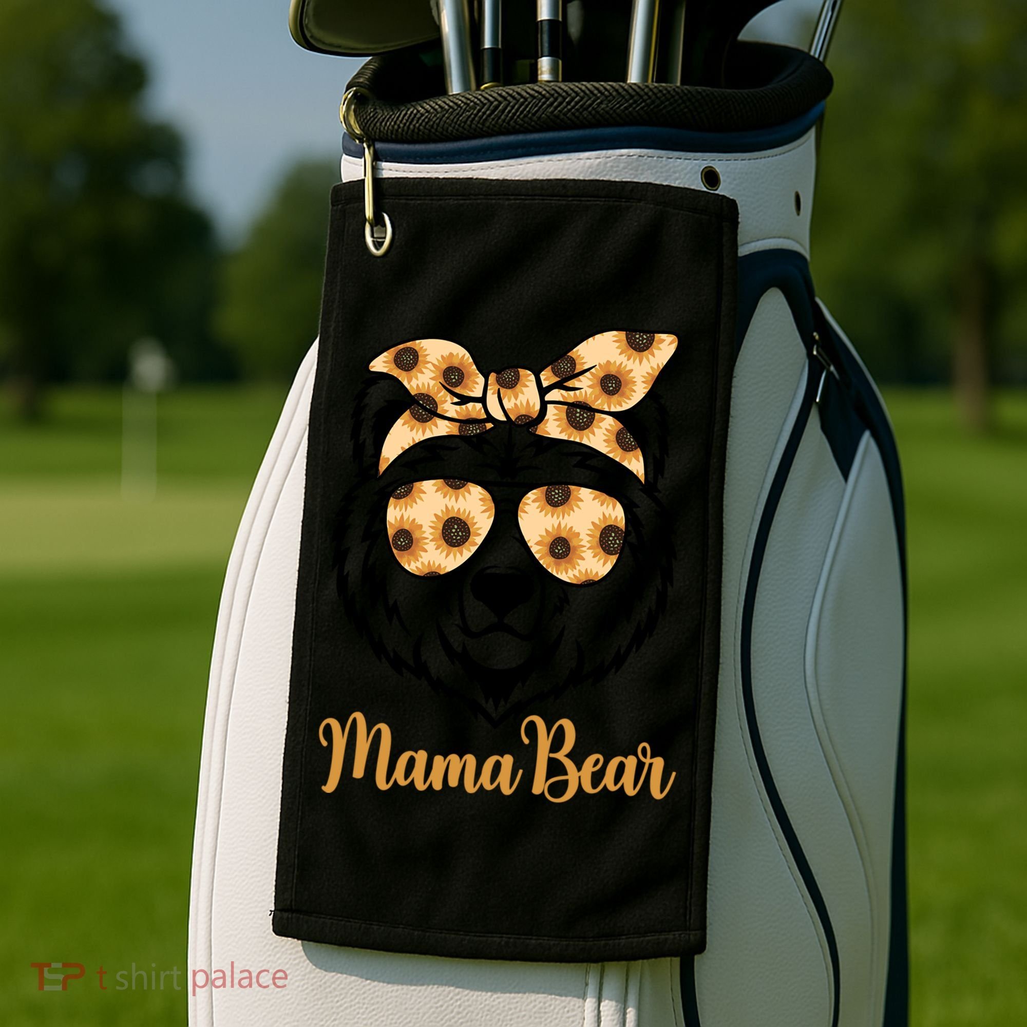 Sunflower Mama Bear With Sunglasses Bandana Momma Mothers Dy  Golf Towel