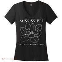 Sweet Magnolia Bloom Mississippi With Southern Charm Women's V-Neck T-Shirt thumb 0