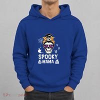Skull Messy Bun Halloween Spooky Mama Mom Halloween Gift Hoodie thumb 0