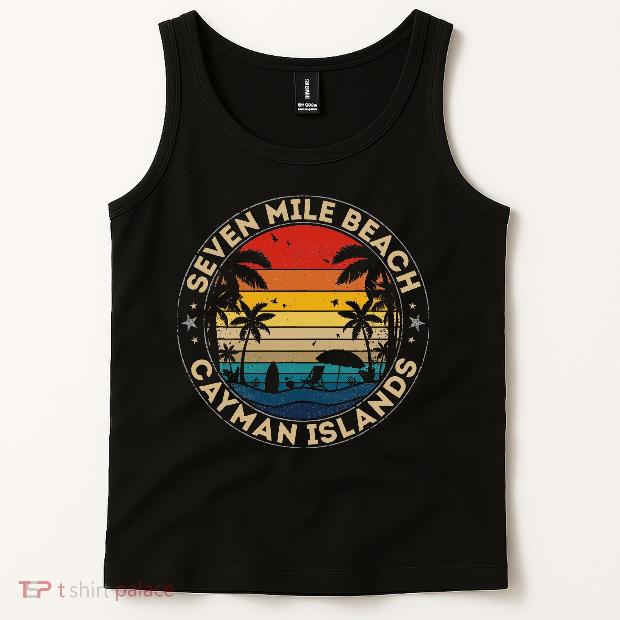 Seven Mile Beach Souvenir Cayman Islands Reminder Tank Top