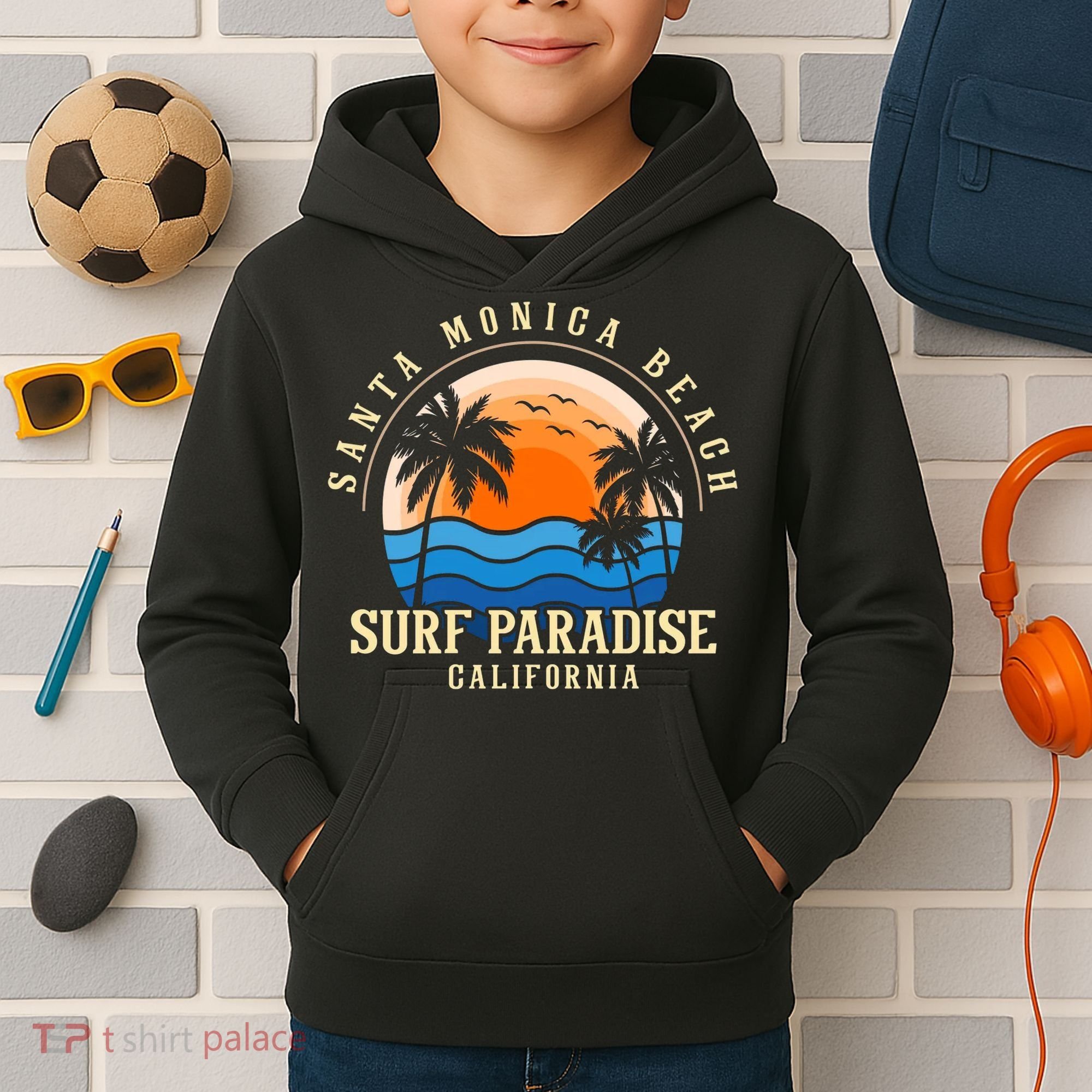 Santa Monica Beach California Kids Hoodie