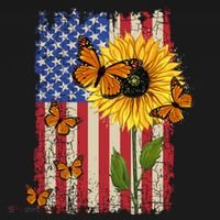 Sunflower Monarch Butterflies Patriotic American Flag Gift Backpack thumb 2