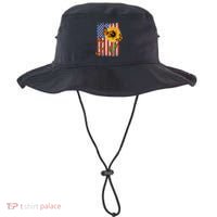Sunflower Monarch Butterflies Patriotic American Flag Gift Bucket Hat thumb 0