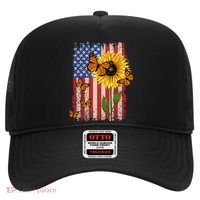 Sunflower Monarch Butterflies Patriotic American Flag Gift Hat thumb 0