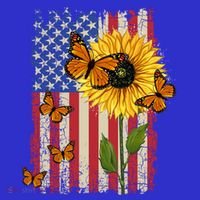 Sunflower Monarch Butterflies Patriotic American Flag Gift Kids T-Shirt thumb 4