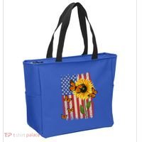 Sunflower Monarch Butterflies Patriotic American Flag Gift Tote Bag thumb 2