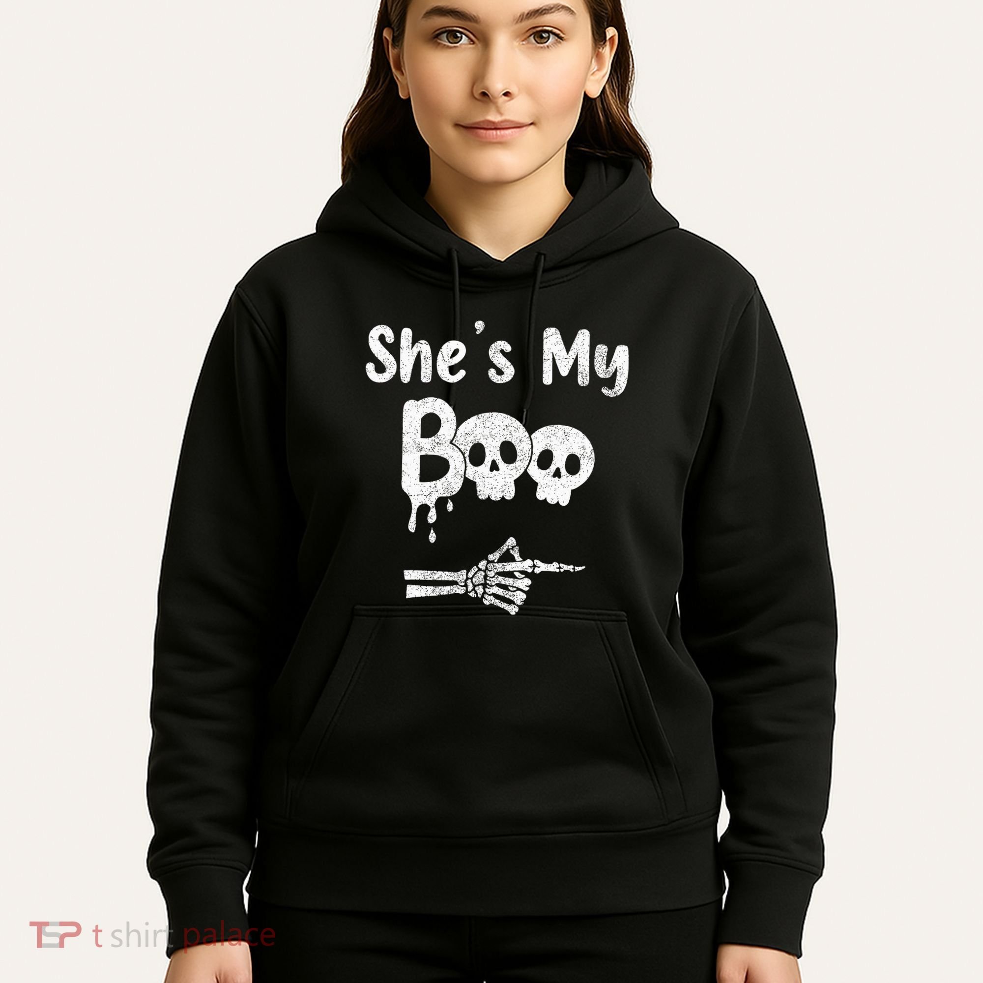 She’S My Boo Skull Face Hoodie