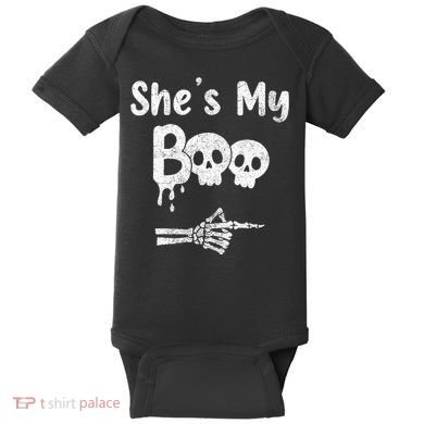 She’S My Boo Skull Face Baby Bodysuit