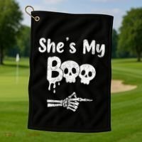 She’S My Boo Skull Face Golf Towel thumb 1