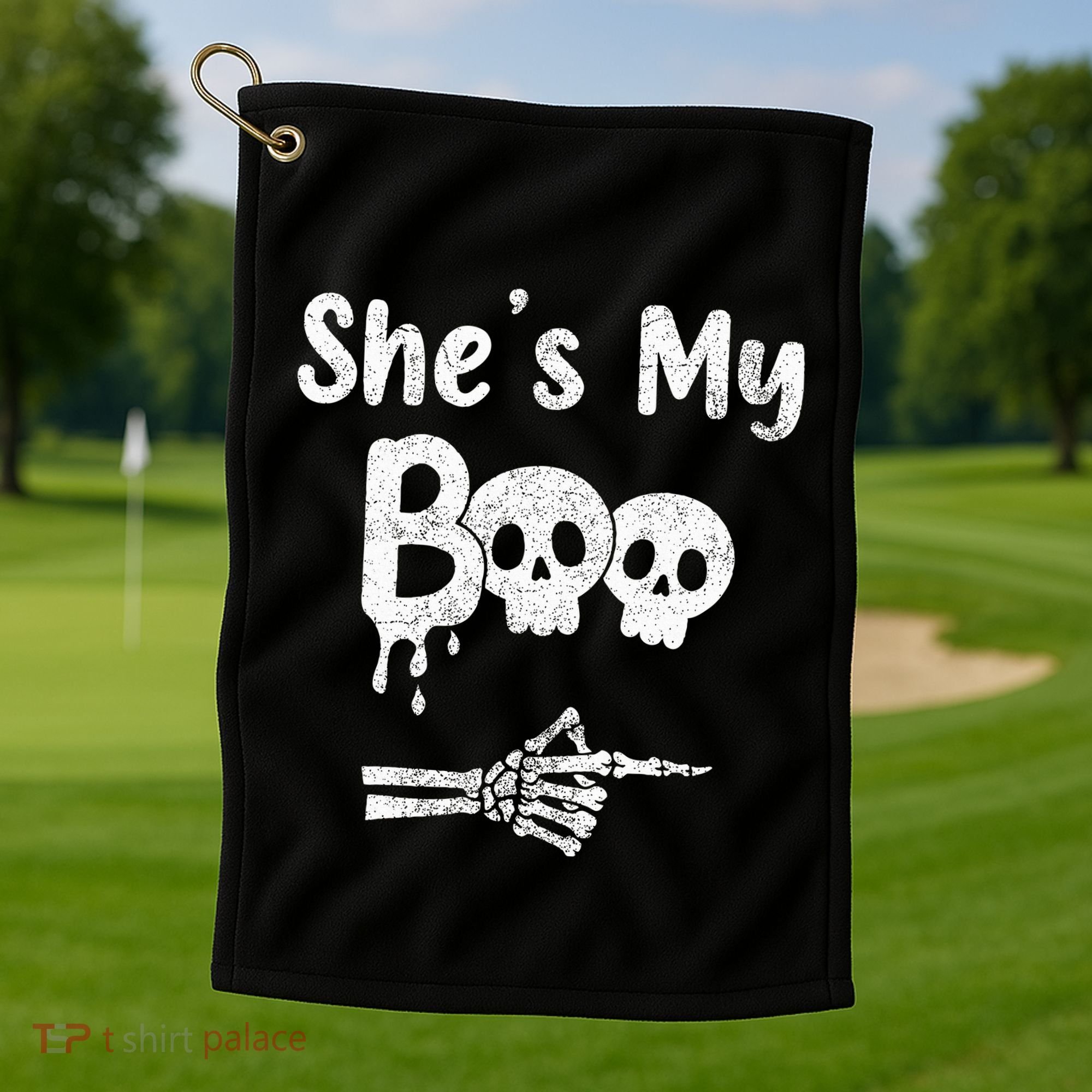 She’S My Boo Skull Face Golf Towel