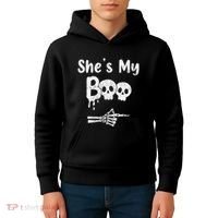 She’S My Boo Skull Face Kids Hoodie thumb 4