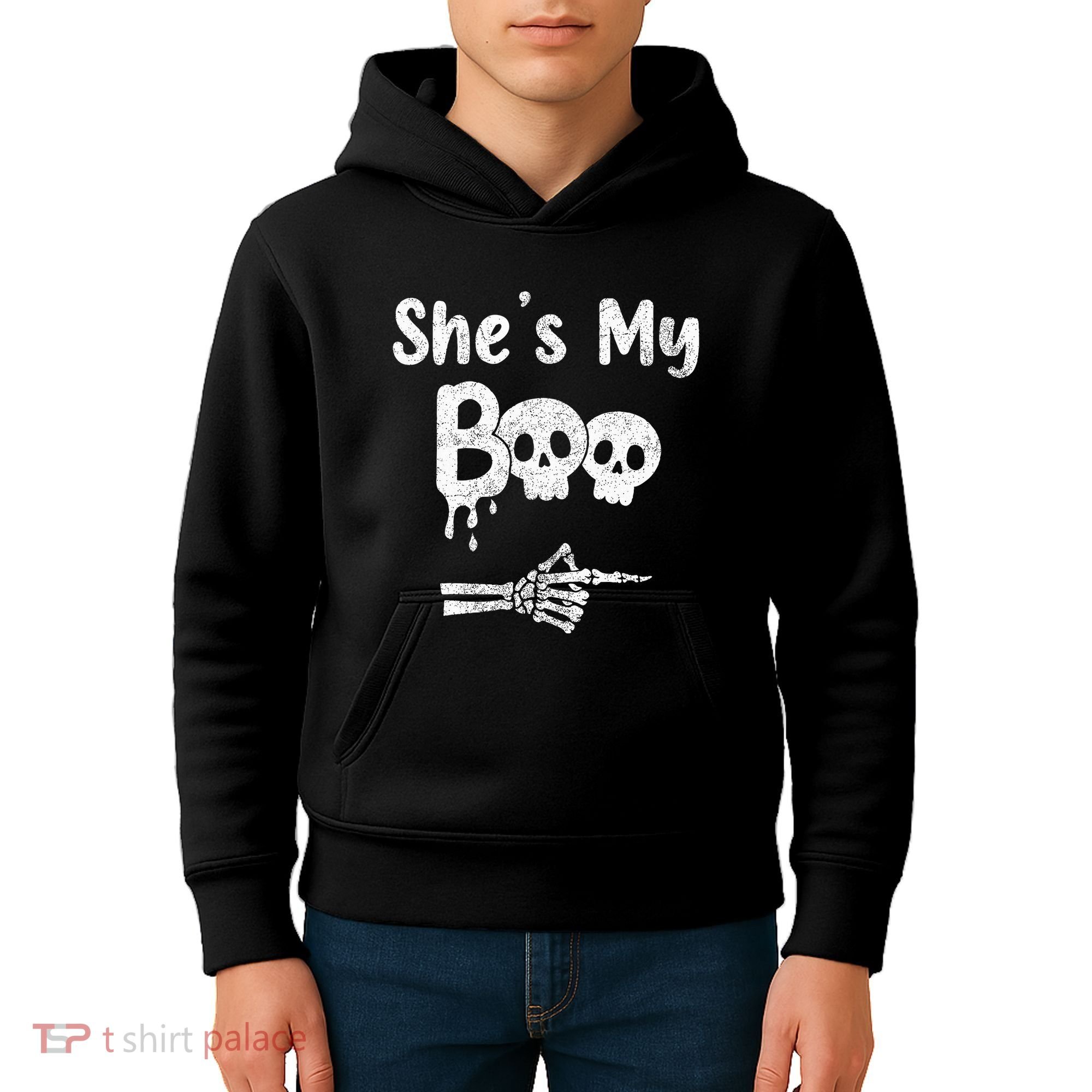 She’S My Boo Skull Face Kids Hoodie