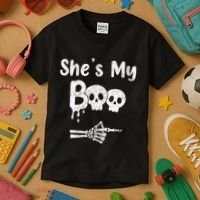 She’S My Boo Skull Face Kids T-Shirt thumb 3