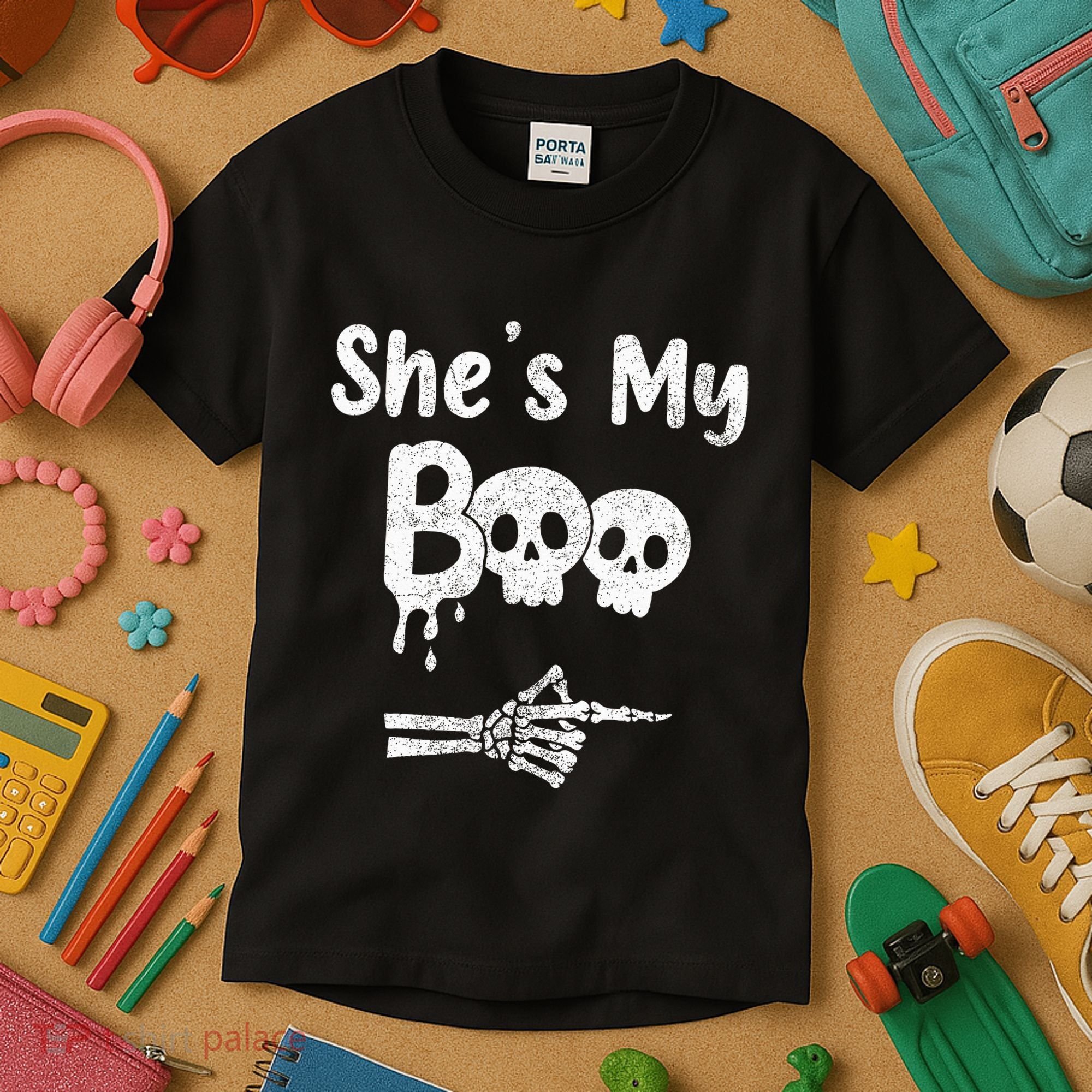 She’S My Boo Skull Face Kids T-Shirt