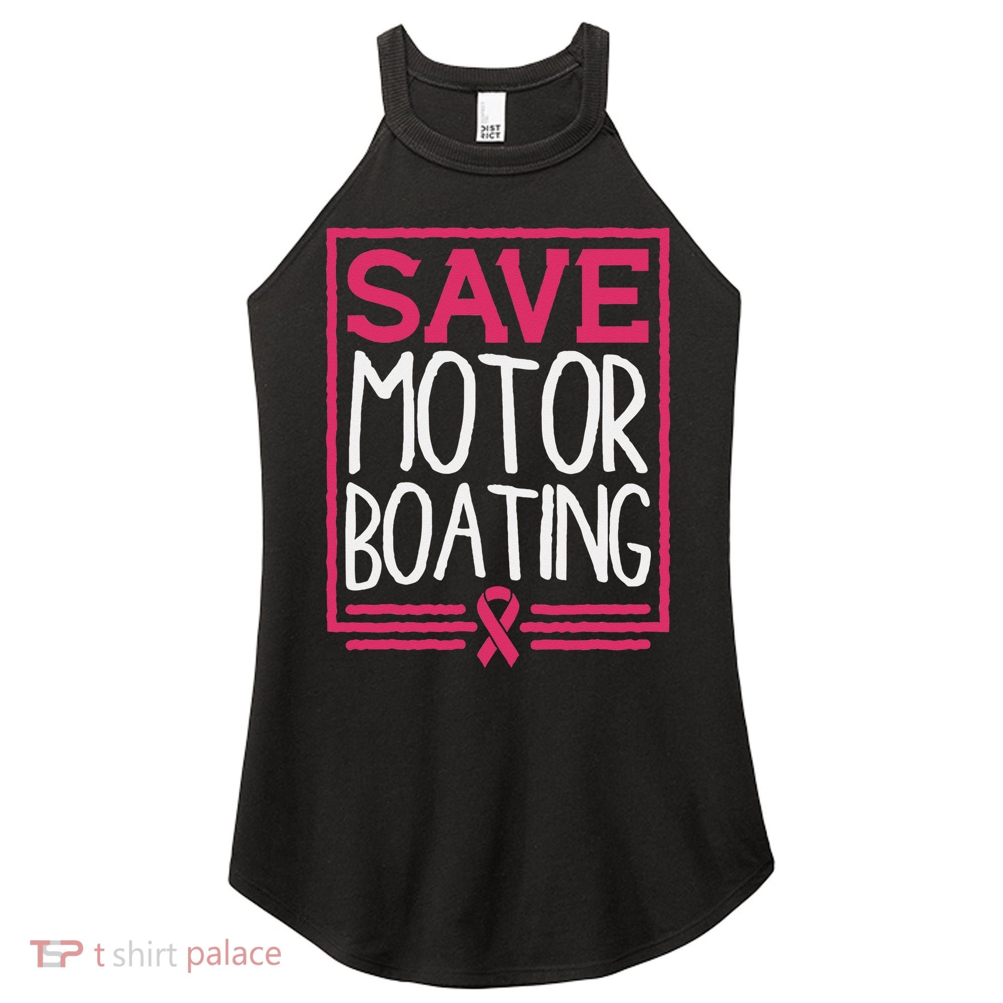 Save Motor Boating Funny Breast Cancer Pink Ribbon Men Gift Women's Perfect Tri Rocker Tank