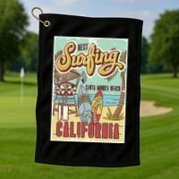 Santa Monica Beach California Golf Towel thumb 1