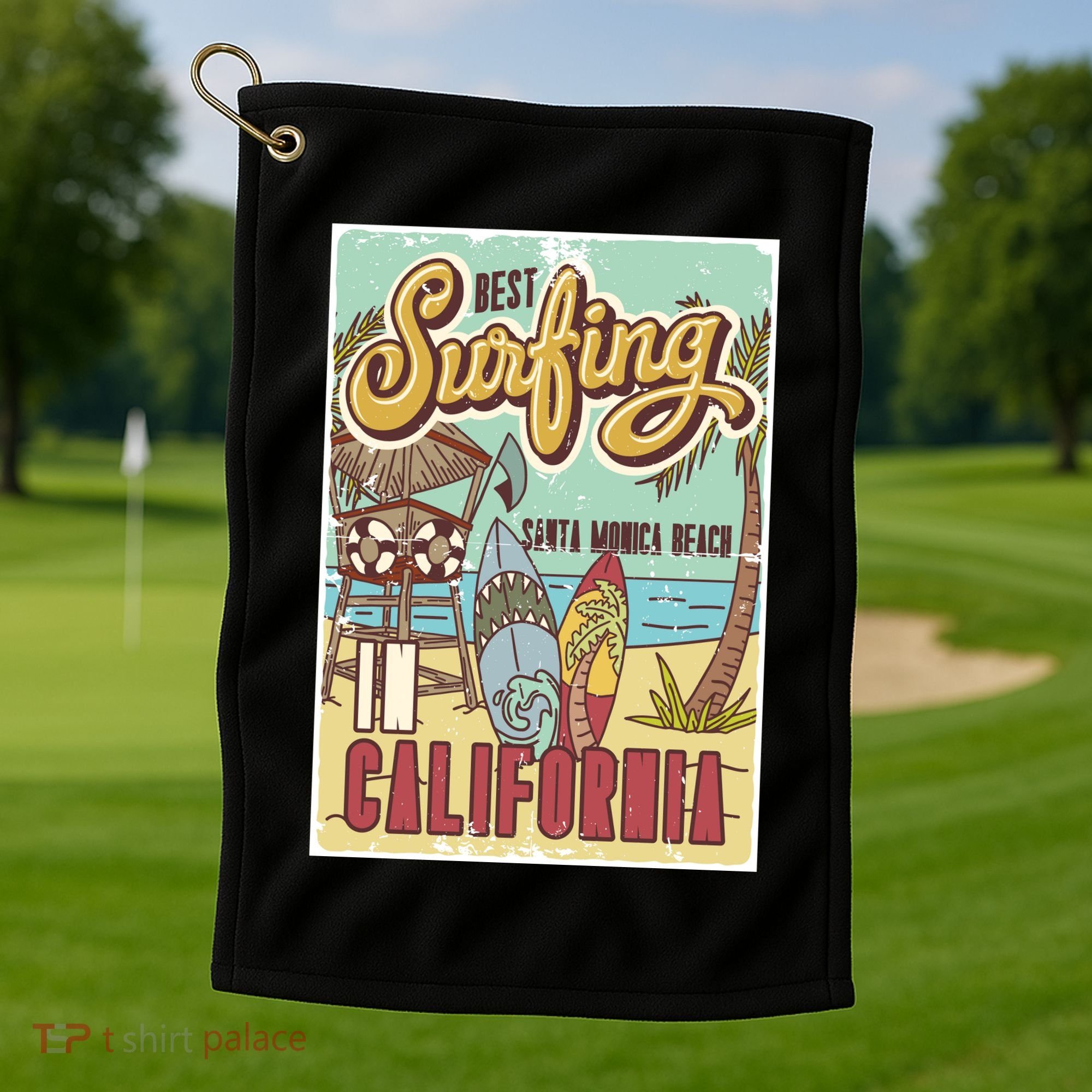 Santa Monica Beach California Golf Towel