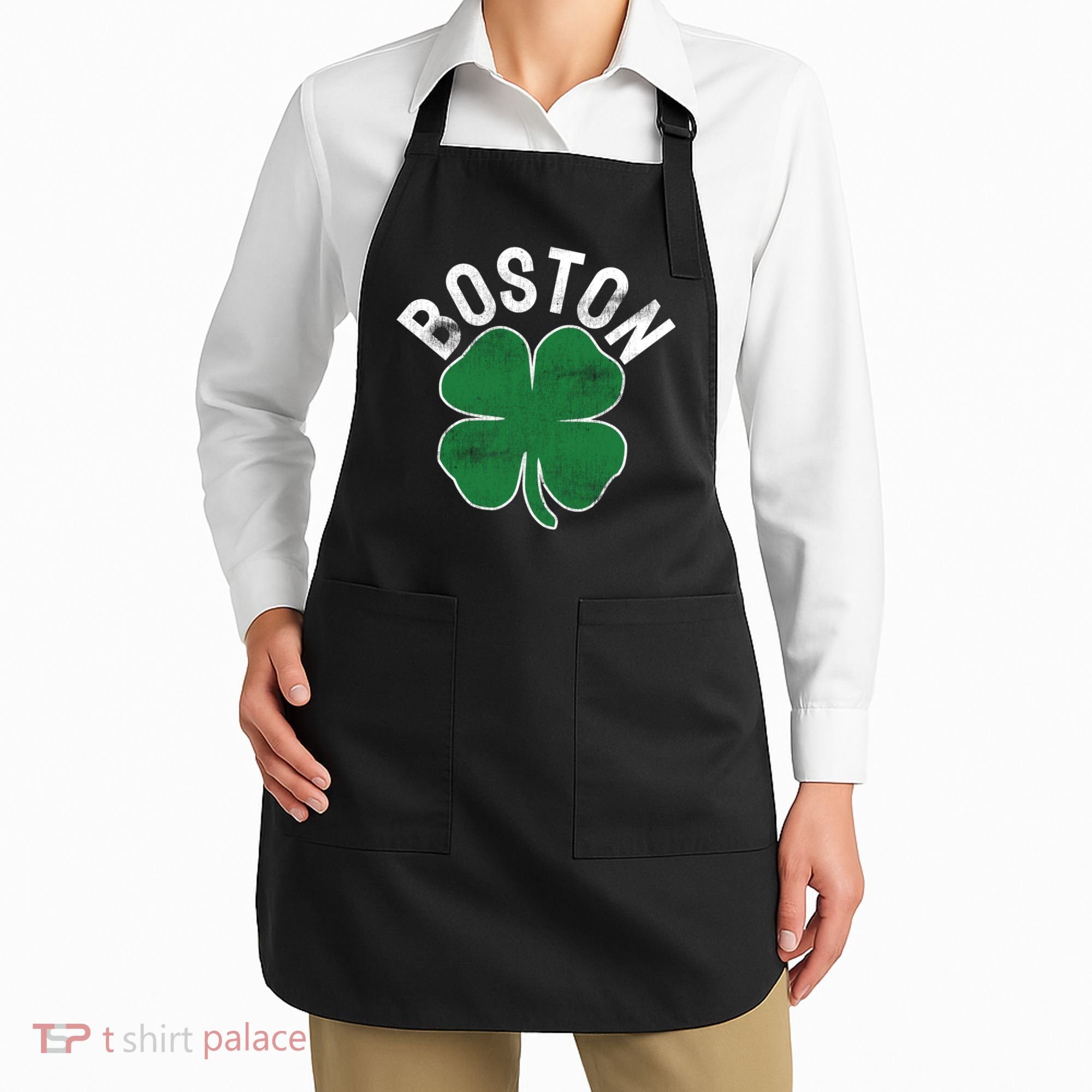 Shamrock Massachusetts Boston ST PATRICKS DAY Irish Green Apron