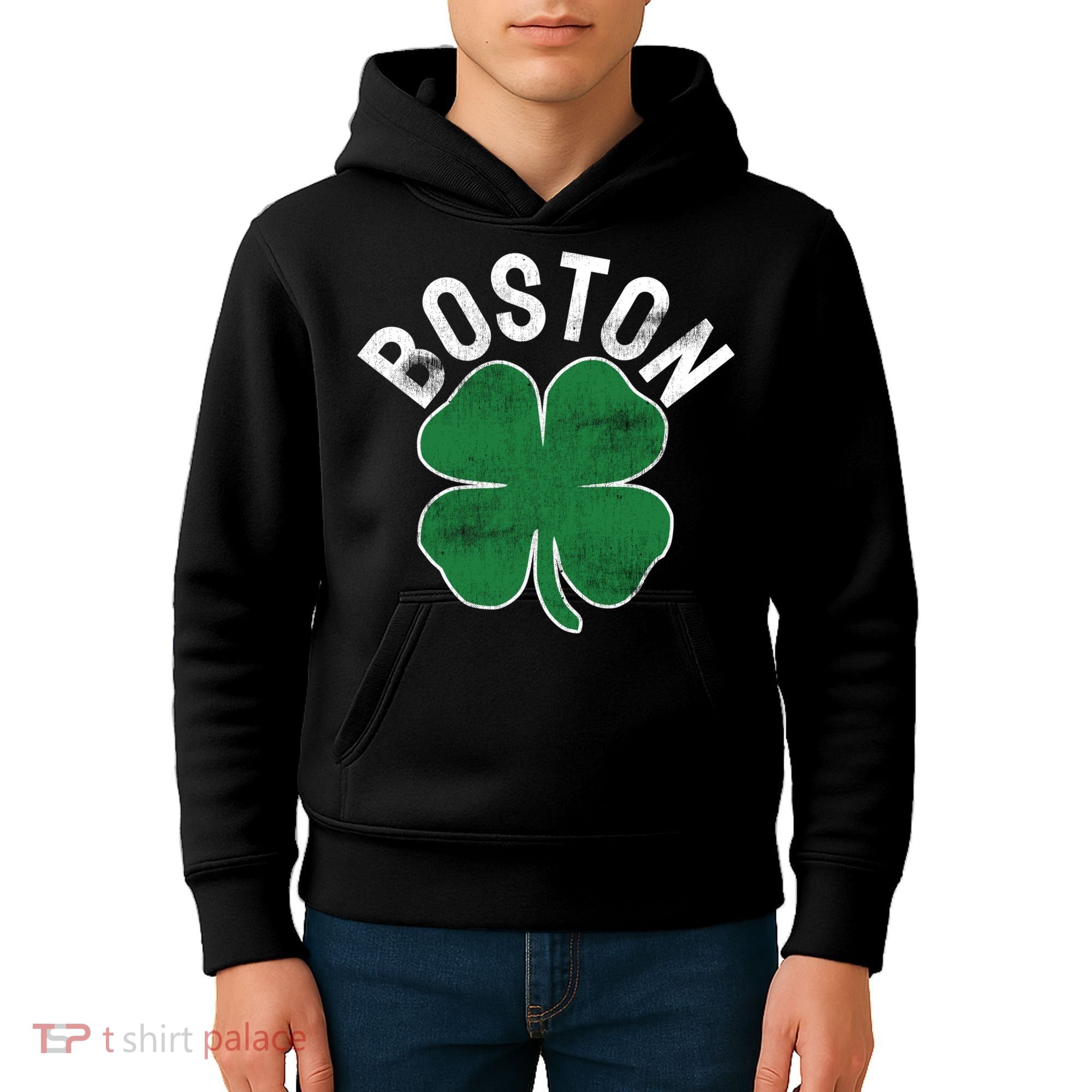 Shamrock Massachusetts Boston ST PATRICKS DAY Irish Green Kids Hoodie