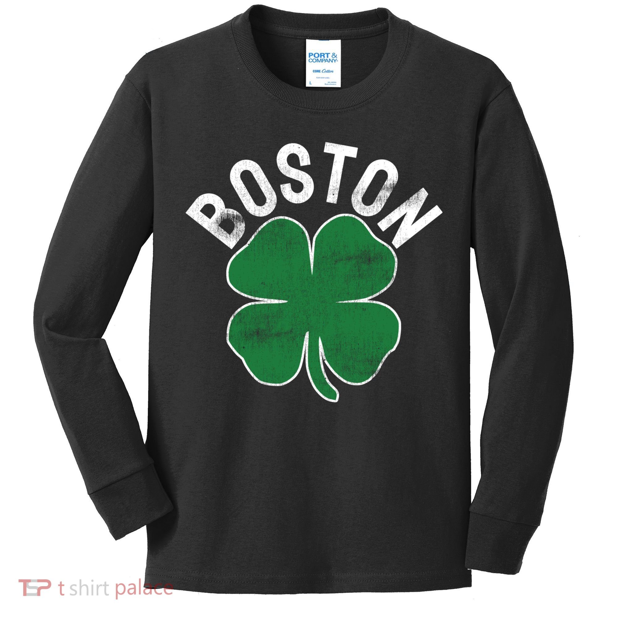 Shamrock Massachusetts Boston ST PATRICKS DAY Irish Green Kids Long Sleeve Shirt