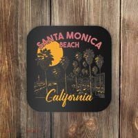 Santa Monica Beach California Summer Sunset Retro Coaster thumb 0
