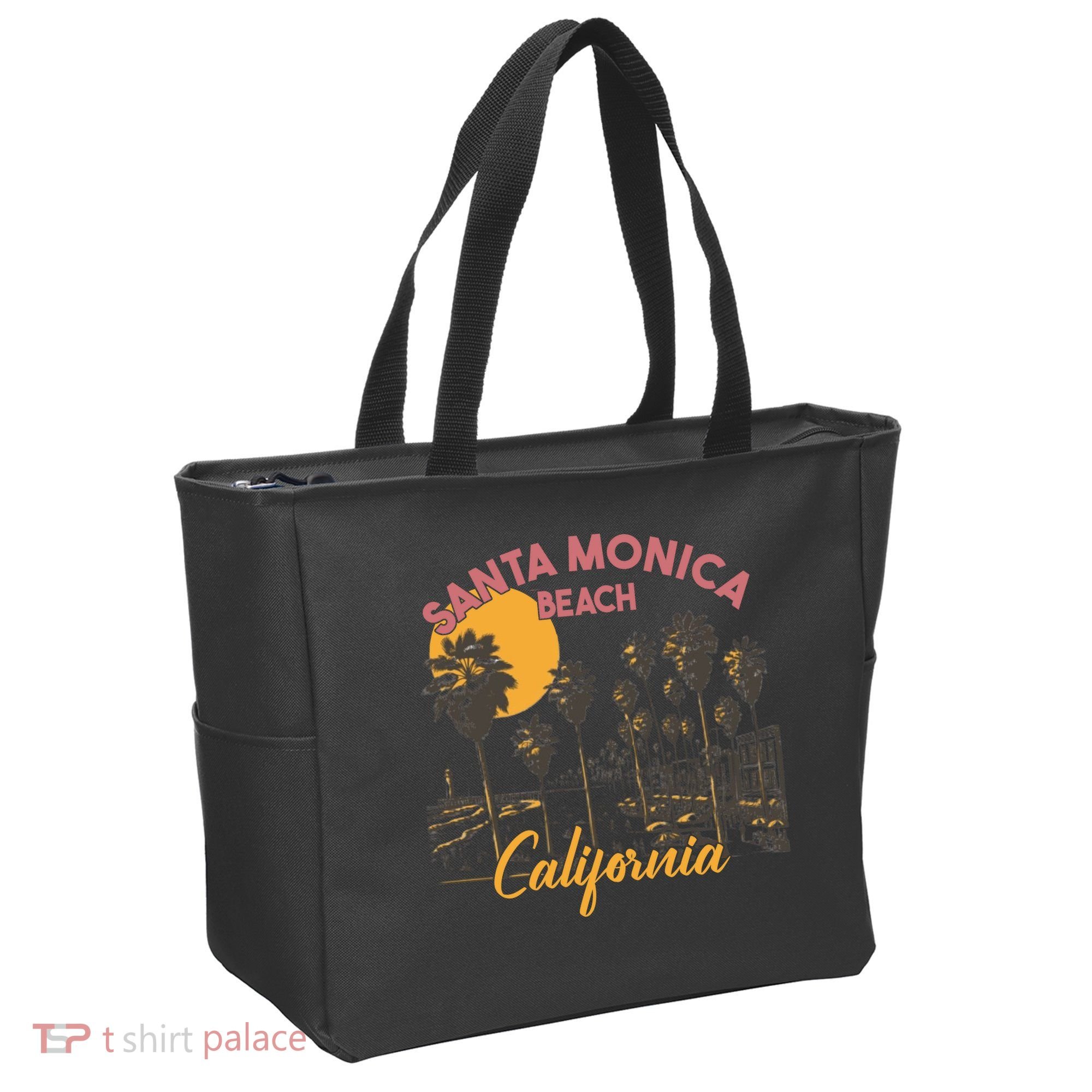 Santa Monica Beach California Summer Sunset Retro Tote Bag