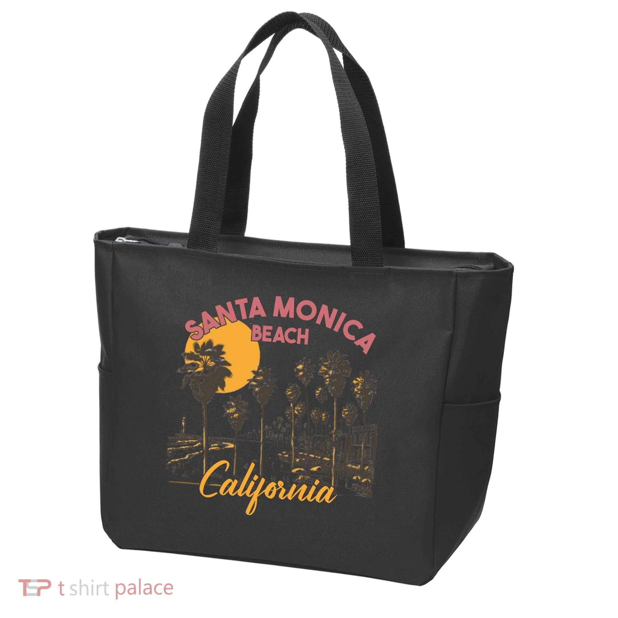 Santa Monica Beach California Summer Sunset Retro Tote Bag